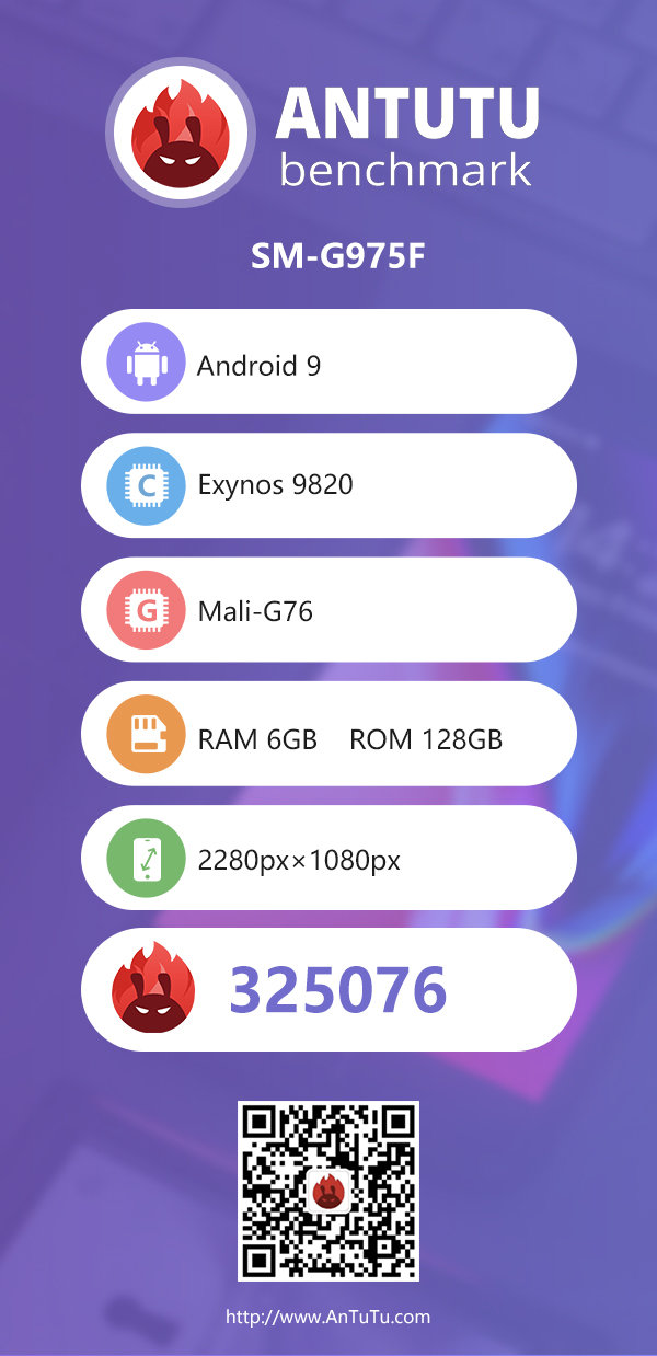 三星Galaxy S10 Plus现身安兔兔后台 Exynos 9820芯片跑分成绩325067分