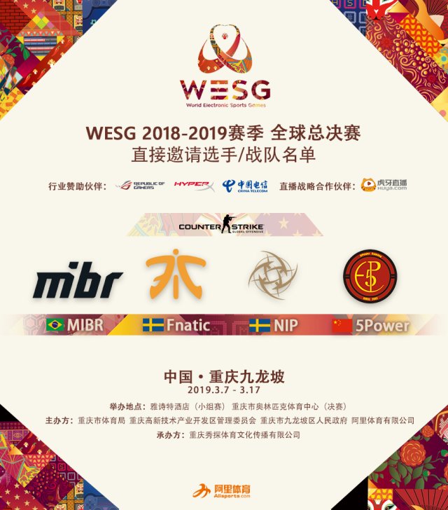 瑞典豪门NIP获邀 WESG全球总决赛CSGO分组以及解说公布