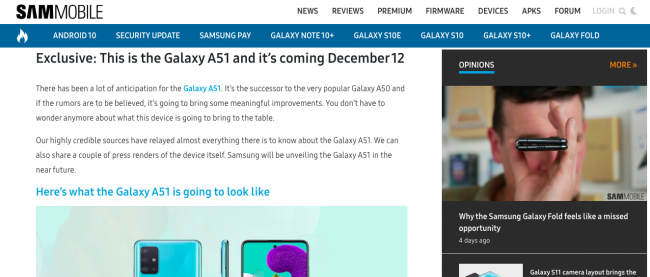 三星Galaxy A51官方出渲染图，这款四摄产品有竞争力吗？