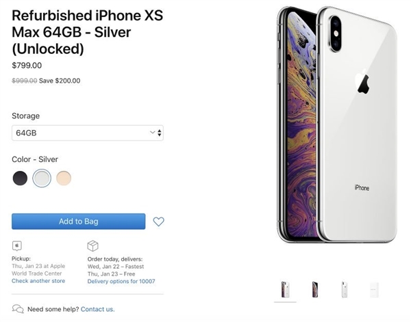 苹果首次开卖iPhone XS/XS Max官翻机：至少便宜2000元