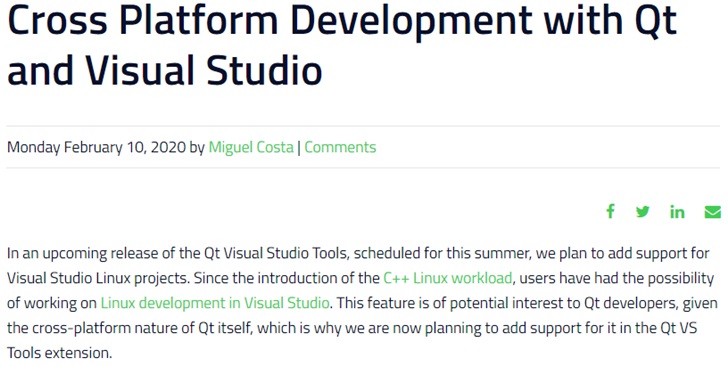 Qt Visual Studio Tools 添加对开发 Linux 项目的支持