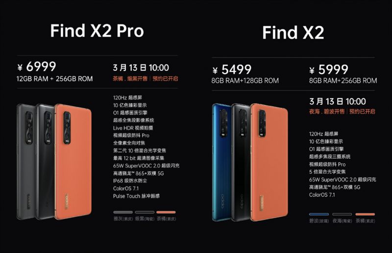 OPPO Find X2系列正式发布：首发索尼定制IMX689传感器，5499元起售