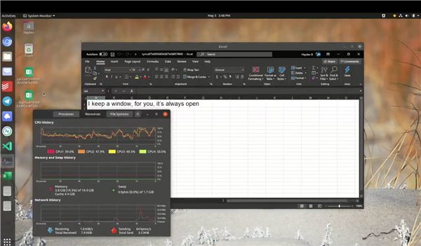 开发者展示 Ubuntu 20.04 流畅运行微软 Office 应用