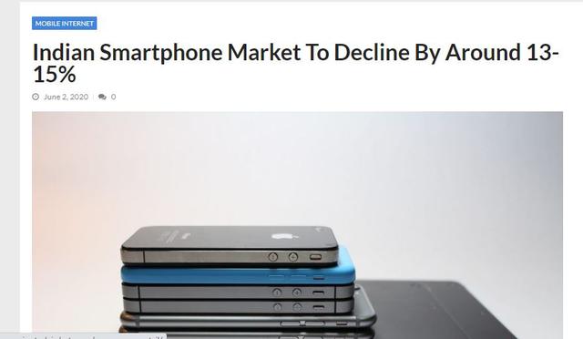 坏消息来了，印度智能手机市场下降约13-15％