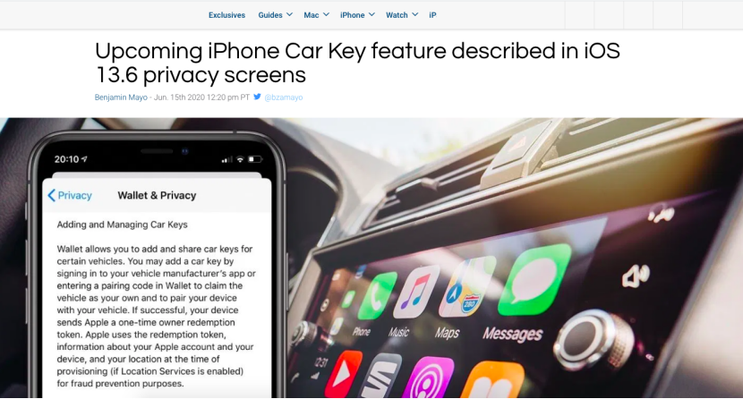 用iPhone充当“车钥匙”，苹果“CarKey”功能上线进行时？