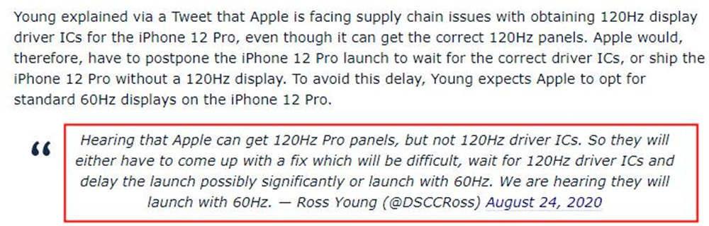 120Hz屏幕或许要“告吹” iPhone 12 Pro竞争力大减？