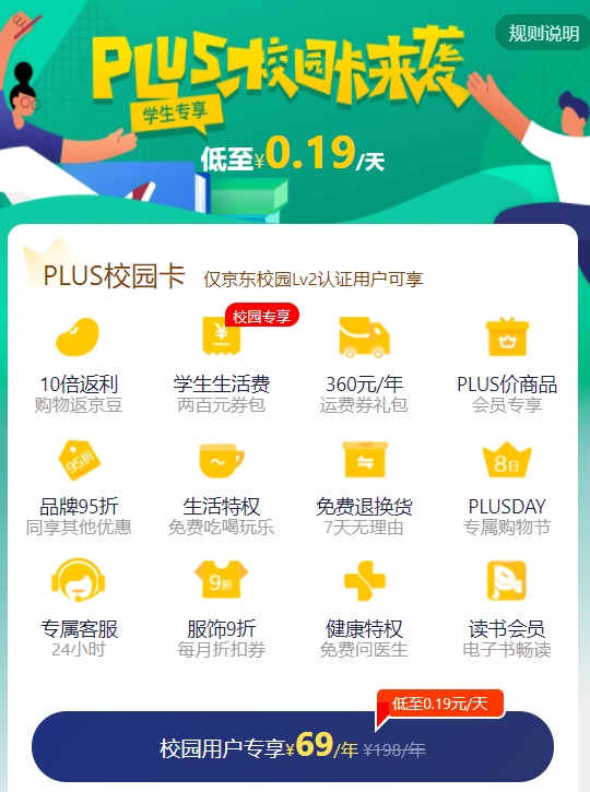 69 元 / 年，京东 Plus 校园卡上线：支持运费券礼包、Plus 价商品等