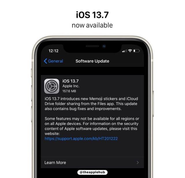 苹果发布iOS 13.7正式版，更不更新一看便知！