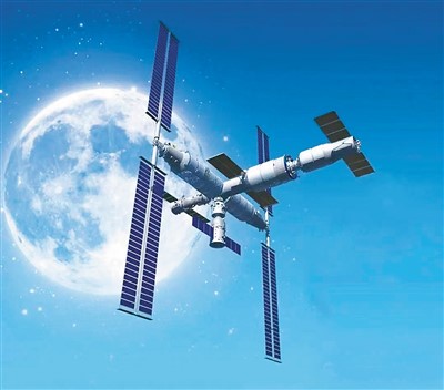 中国空间站T字构型表示图 　　图片来源：中国航天科技集团