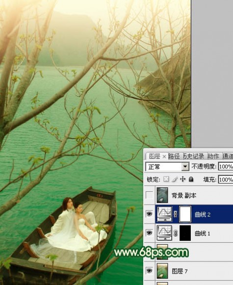 Photoshop制作灿烂的春季绿色婚片