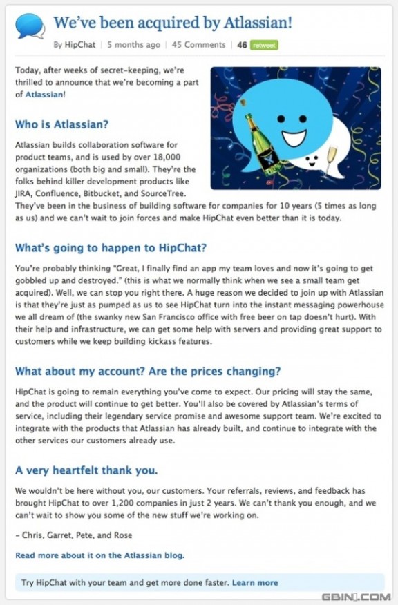 HipChat --> Atlassian