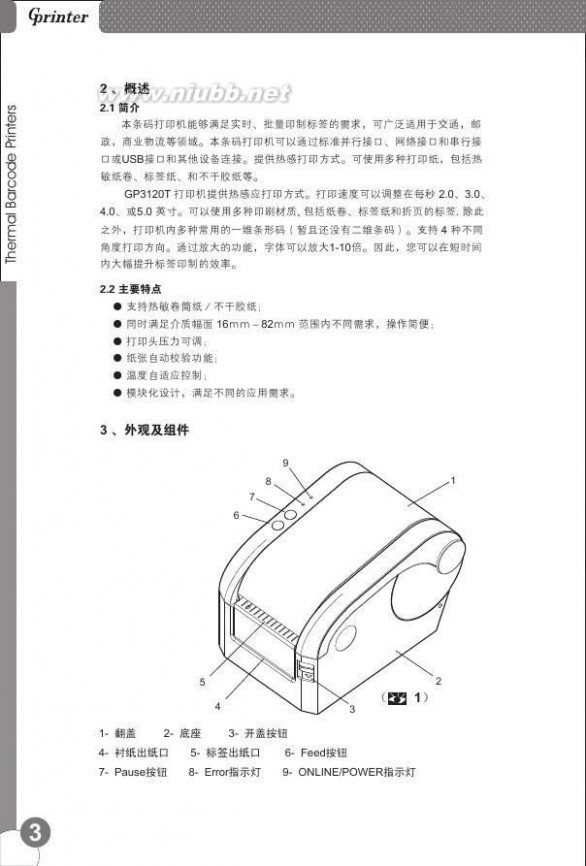 GP 佳博 GP-3120T 使用说明书