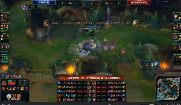 SKT VS 斗鱼主播队，HUNI卢锡安和小花生盲僧被秀一脸