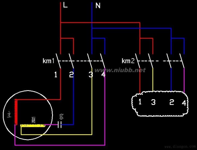 单相电机正反转接线图详解_单相电机正反转接线图