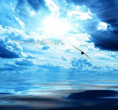 蓝天白云大海 暴风雨后的天空云朵蓝天白云大海上的海鸥