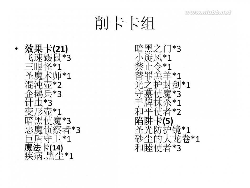 游戏王城之内全卡组 游戏王城之内篇-混沌力量中文版卡组