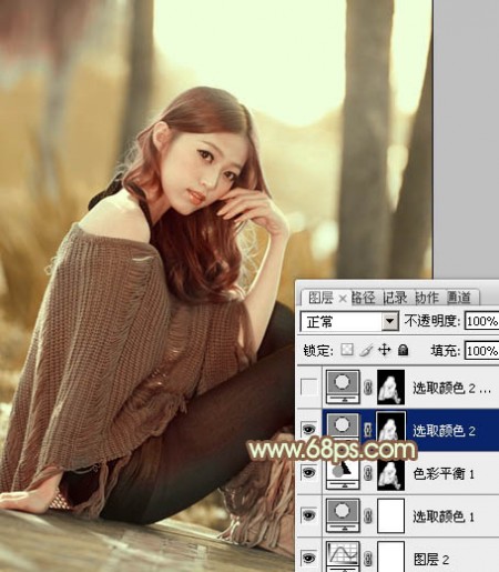 Photoshop为清纯美女图片调制出干净的秋季黄褐色效果