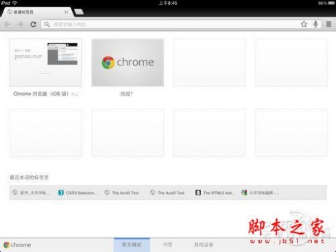 Chrome浏览器苹果iPad版界面细节体验