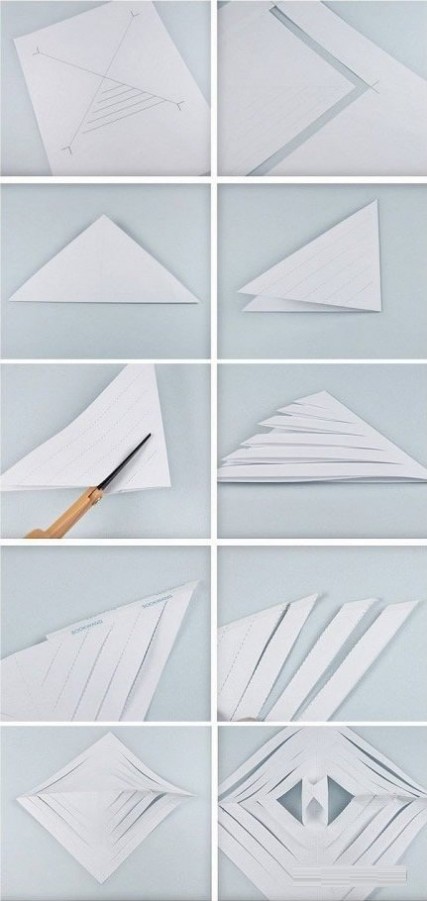 手工立体剪纸雪花步骤图