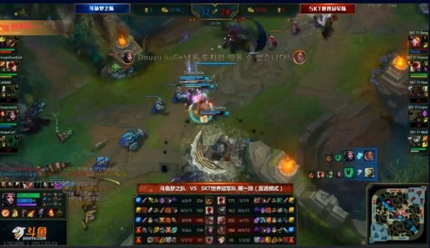 SKT VS 斗鱼主播队，HUNI卢锡安和小花生盲僧被秀一脸