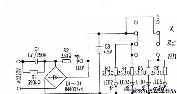 雅格手电筒 雅格YG-3148型可充电手电筒工作原理_电路图
