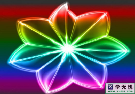 Photoshop利用滤镜打造出绚丽的七色透明花朵效果