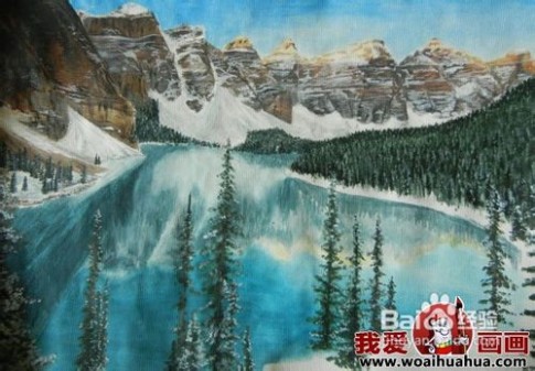 水粉风景画 水粉风景画绘画步骤图文教程：雪山蓝天和湖水