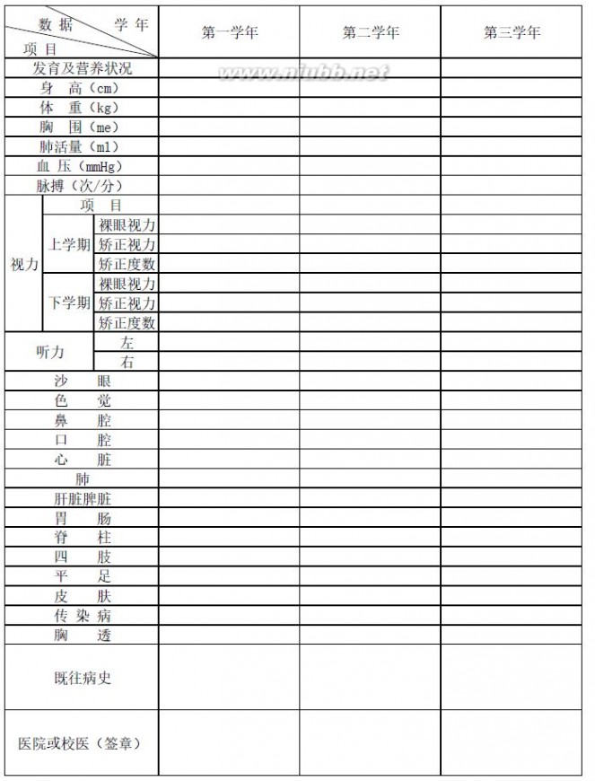 高中毕业生登记表 高中毕业生登记表