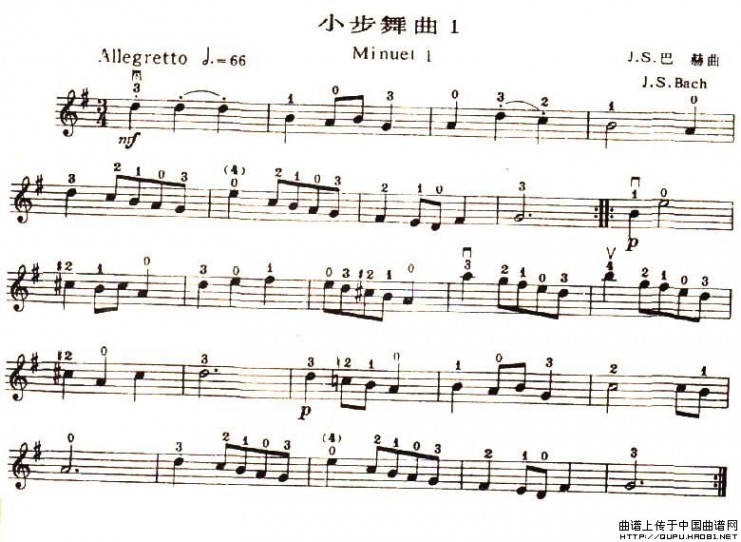小步舞曲巴赫 小步舞曲提琴谱（巴赫作曲版、3首）