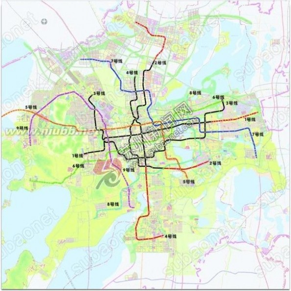 苏州轨道交通规划图 苏州市轨道交通线网规划图(9条线)