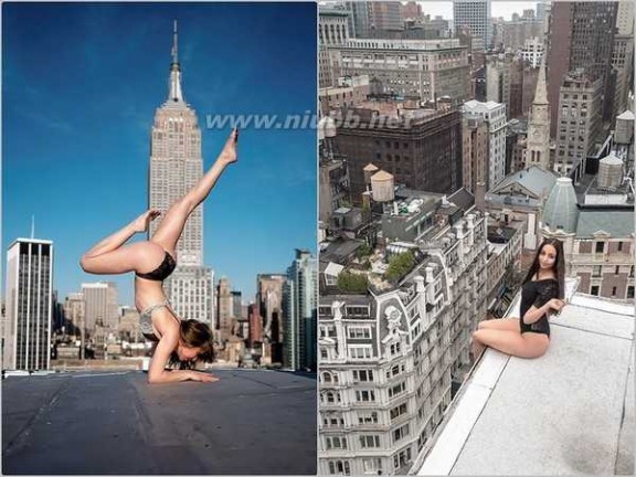 女摄影师高楼边缘自拍 女模裸体登高楼自拍，性感+危险-艺术