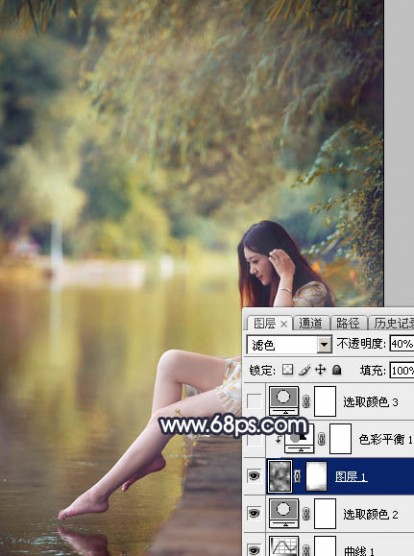 Photoshop为水景人物图片打造艳丽的秋季暖色特效