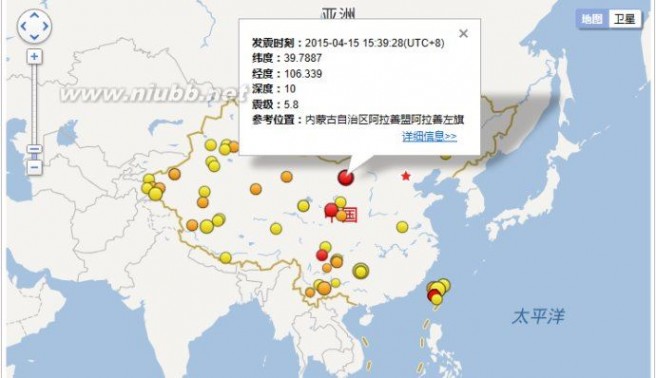2015年4月15日15时39分内蒙古阿拉善左旗发生5.8级地震