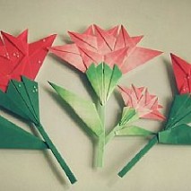 折纸花 康乃馨 母亲节平面折纸花康乃馨的折纸手工视频教程