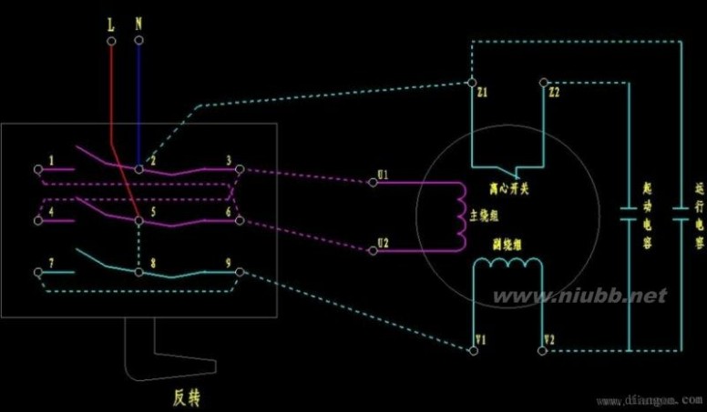 单相电机接线_ 单相电机正反转接线图_单相电机电容接线图_单相电机倒顺开关接线图_单相电机接线图