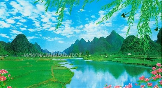 中国山水图片大全，山水风景壁画效果图_山水壁画