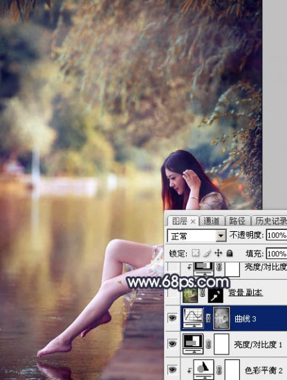 Photoshop为水景人物图片打造艳丽的秋季暖色特效