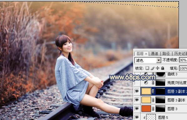 Photoshop为外景人物图片调制出甜美的秋季橙蓝色图片