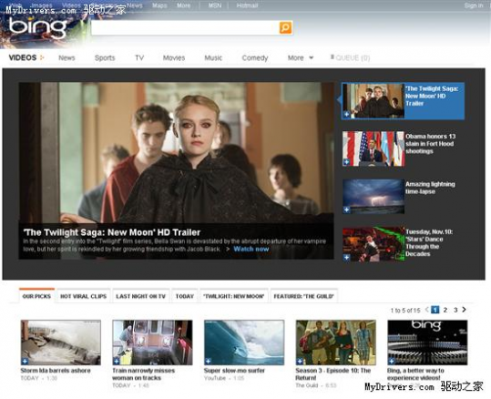 微软为搜索添翼 MSN视频被整合至Bing视频