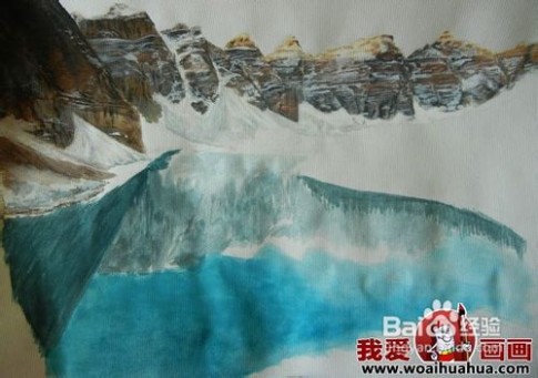 水粉画步骤 水粉风景画绘画步骤图文教程：雪山蓝天和湖水