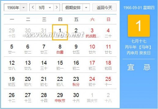 1966年农历阳历表 1966年农历阳历对照表