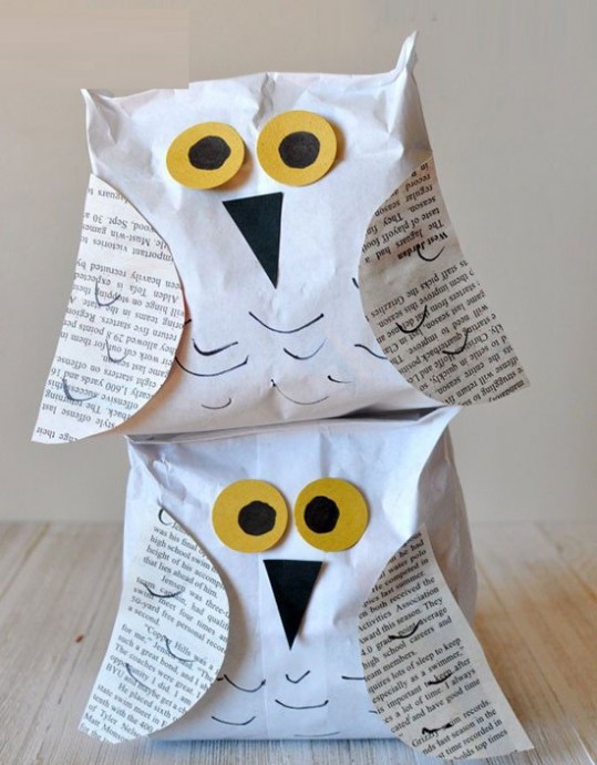 幼儿园纸袋猫头鹰手工制作