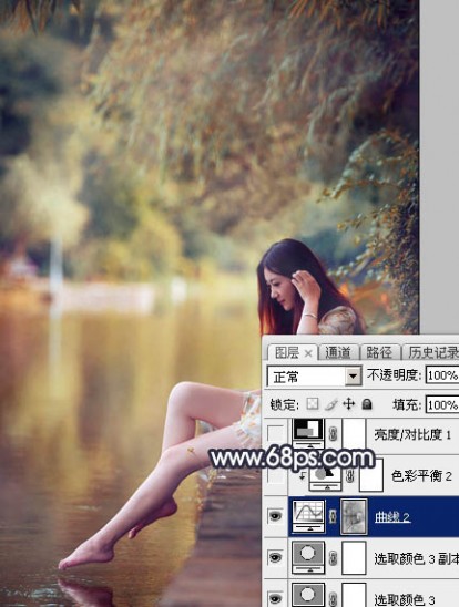 Photoshop为水景人物图片打造艳丽的秋季暖色特效