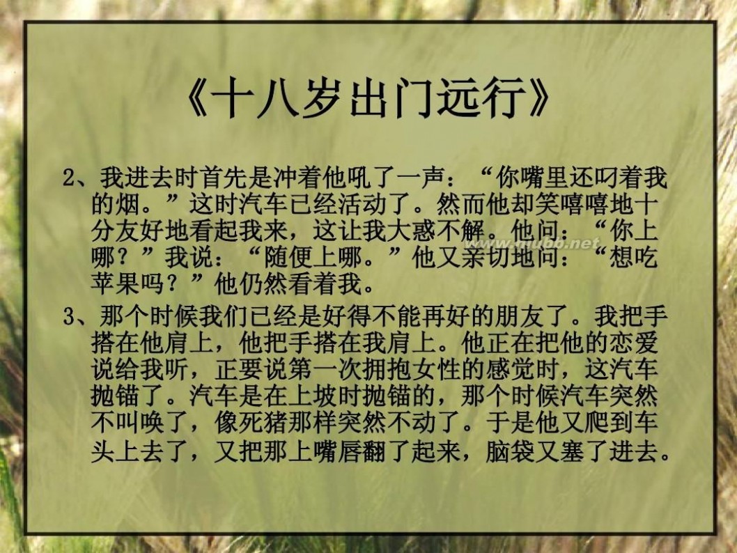 十八岁出门远行 十八岁出门远行