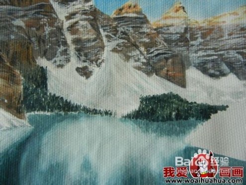 水粉画步骤 水粉风景画绘画步骤图文教程：雪山蓝天和湖水