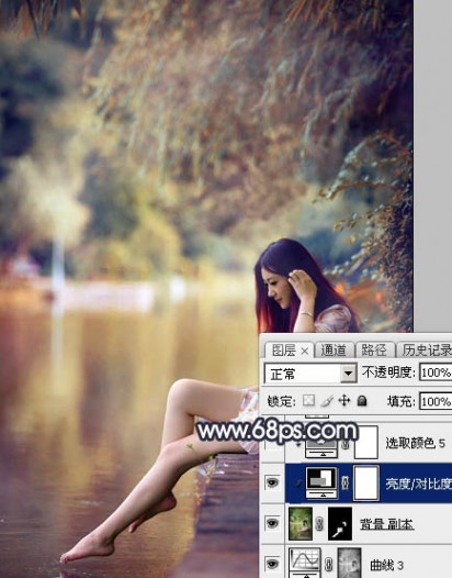 Photoshop为水景人物图片打造艳丽的秋季暖色特效