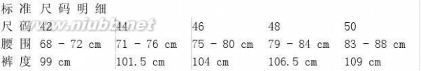 衣服型号对照表 服装尺寸对照表