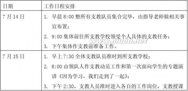 支教 支教任务、计划、日程安排