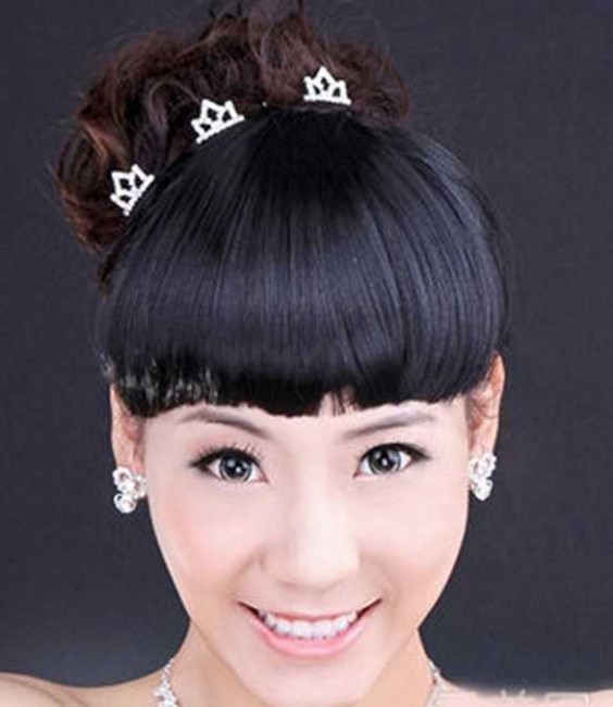 新娘齐刘海发型图片 时尚简约的新娘齐刘海发型图片