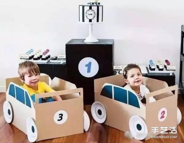 手工汽车的制作方法 手工纸箱小汽车做法 幼儿园自制纸箱汽车制作